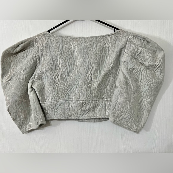 Who What Wear Collection Cropped Puff Sleeve Top Oyster XS - Picture 7 of 13